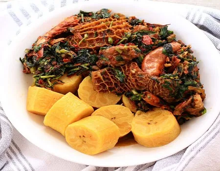 boiled plantain and sauce