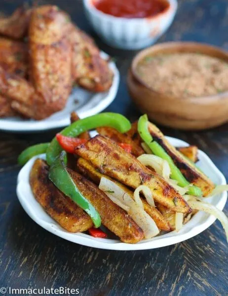 Roast Jerk Plantains African vegetarian meal
